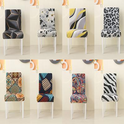 1/2/6Pcs Dining Chair Cover Print Elastic Chair Slipcover Case Stretch Chair Covers For Wedding El Banquet