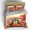 Raccoon Ramen Art Set Decor Soft Comfortable Duvet Cover Bedding Set Included 1*Duvet Cover & 2*Pillowcases gift