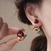 Retro Red Little Horse Beaded Stud Earrings: Elegant, Versatile, Two-Way Design