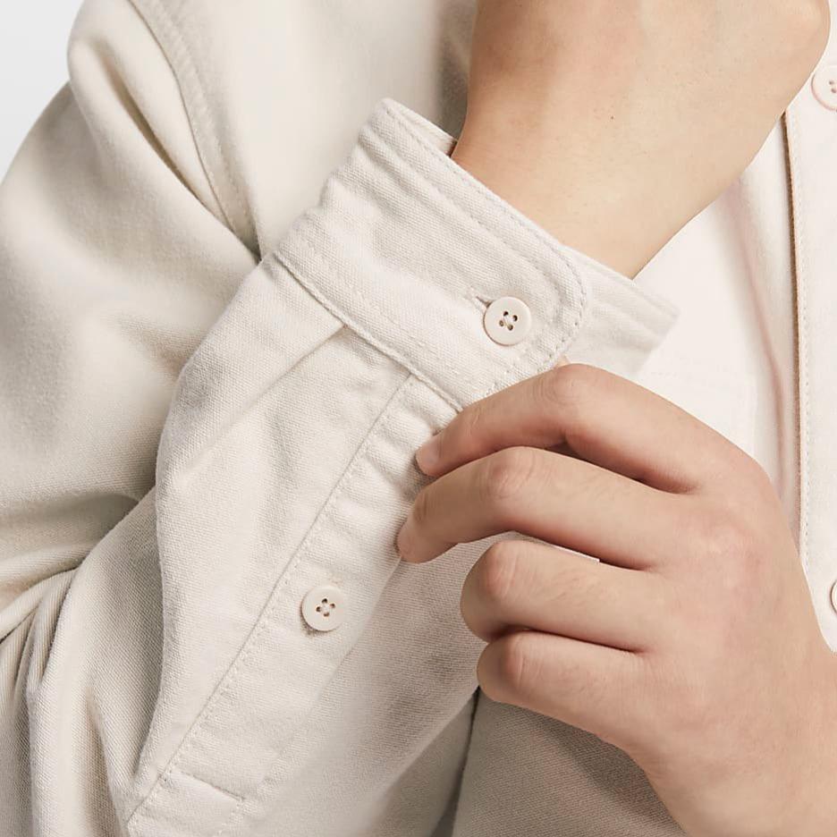 Nike Swoosh Life Loose Solid Color Casual Long Sleeve Shirt Men Shirts Light-All-wood-Brown FB7743-104