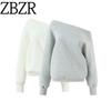 Za New Fall Women's Clothing 2025 Fashion Style Fashion All-Match Heavy Industry Texture Large Profile Oblique Shoulder Long Sleeves Sweatshirt