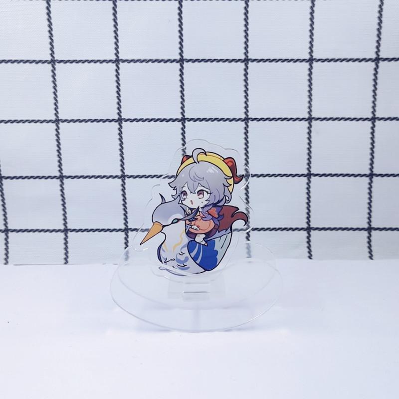 Anime Games Genshin Impact Cartoon Creative Spring Shake Fighter Stand Model Plate Toy Funny Acrylic Desktop Decor Unzip Gift