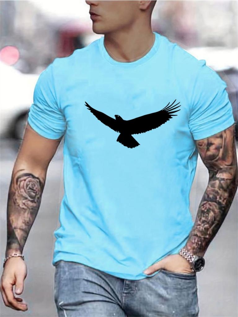 3D Printed Men's T-shirt Summer Loose Size Eagle Printed Round Neck Short Sleeve T-shirt Breathable Casual Fashion T-Shirt Top
