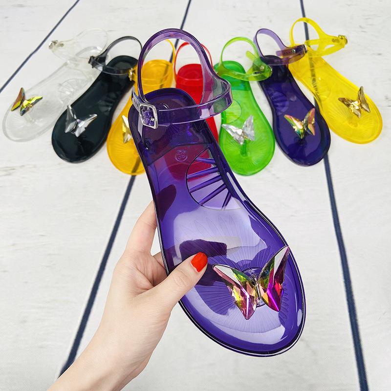Y2 Jelly Sandalen Vlinder Ingelegd Baksteen Mode Transparante Pvc Schoenen