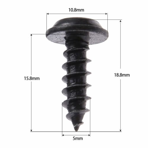 Tapping Screws, M5 X 15.8mm, 50 Pieces, 5mm Diameter, Universal Type, Cross Recessed, Repair Parts, Black