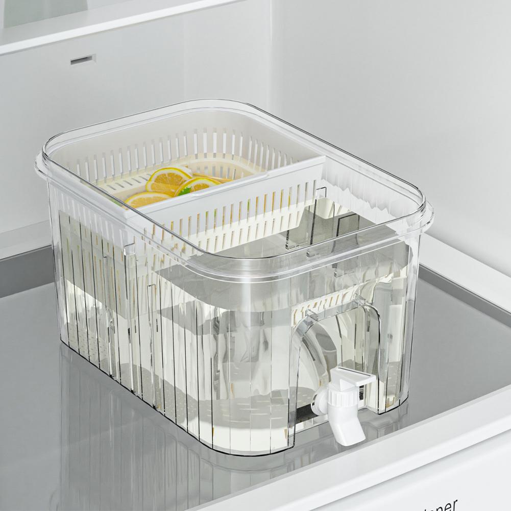 5L Kaltwasserkessel mit Zapfhahn & Halterung Kaltwasserkrug Zuhause Kunststoff Getränkespender für Eistee Limonade Kühlschrank Bar Party