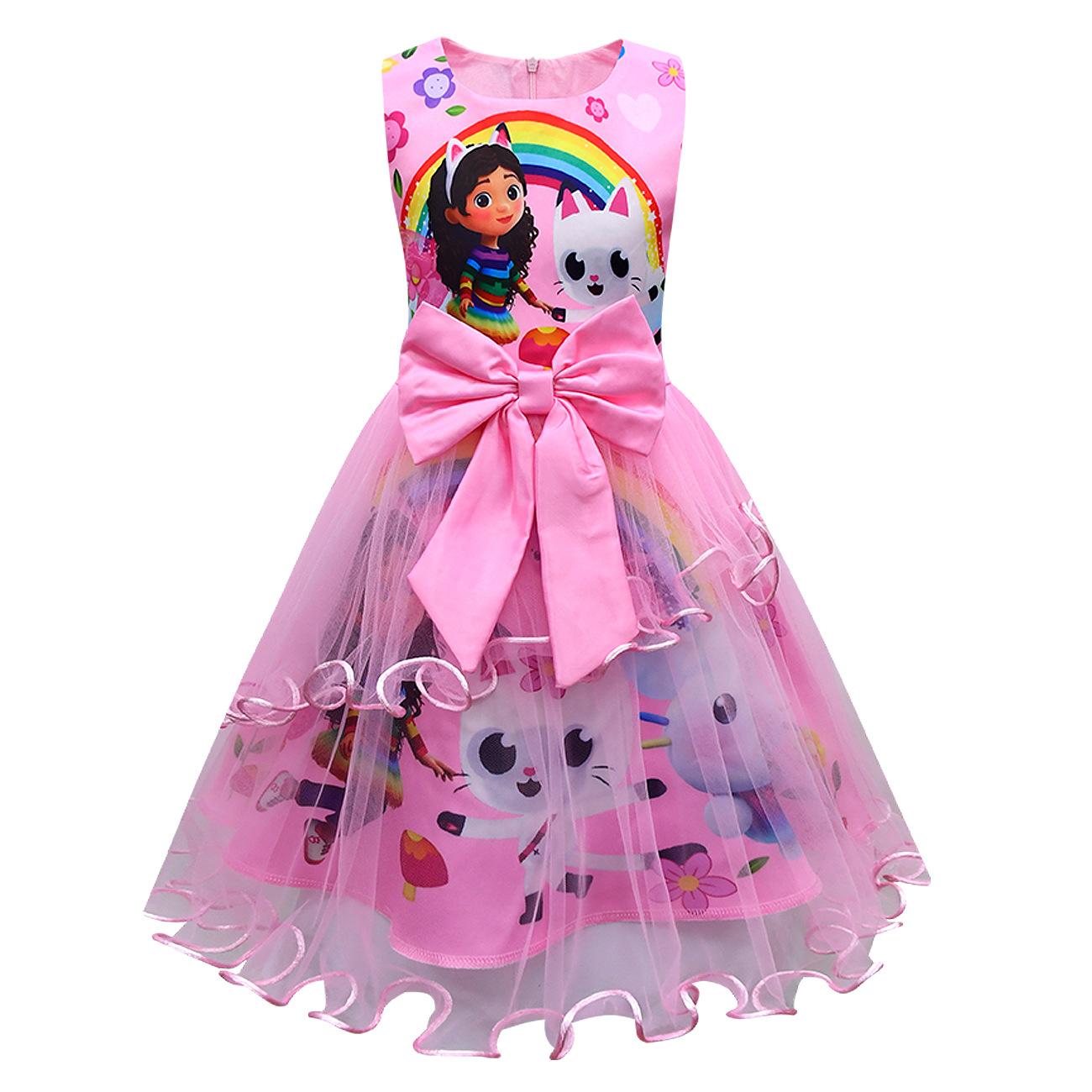 Gabby s Dollhouse Kids Summer Gabby Cats Dress Baby Girls Cute Lace Princess Dress Toddler Girls Birthday Party Dresses Headwear 100