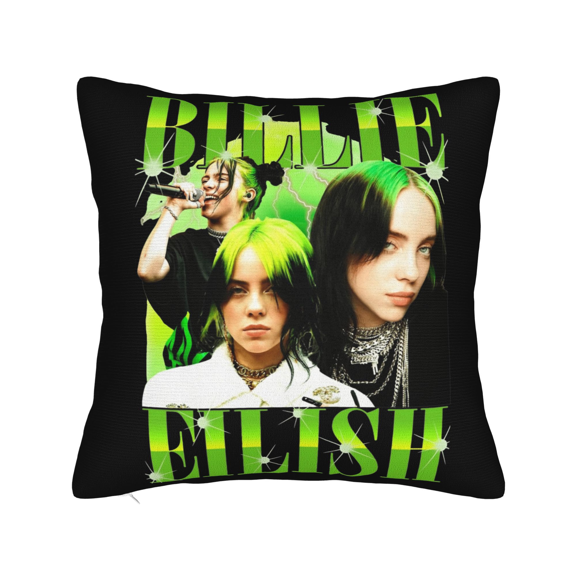 BBillie EEilish Singer Square Pillow Case Cushion Cover Custom Polyester Decor Pillowcase for Home 18 30x30cm 12x12in