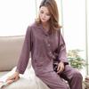 Spring-Summer Silk Couple's Pajama Set: Embroidered Long Sleeve Top & Pants for Men & Women