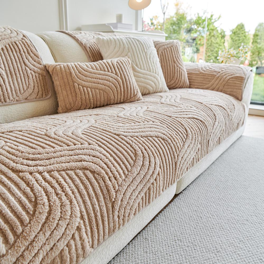 Thickened Plush Sofa Cushion Autumn And Winter New  Straight Row One Piece High-Grade Non-Slip Seat Cushion Sub-Cover Cloth Towel
