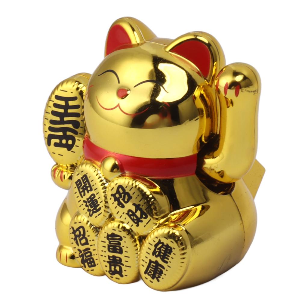 Solar Powered Lucky Cat 2 Inch Mini Cute Solar Waving Cat Lucky Wealth Welcoming Cat for Home Car Decoration