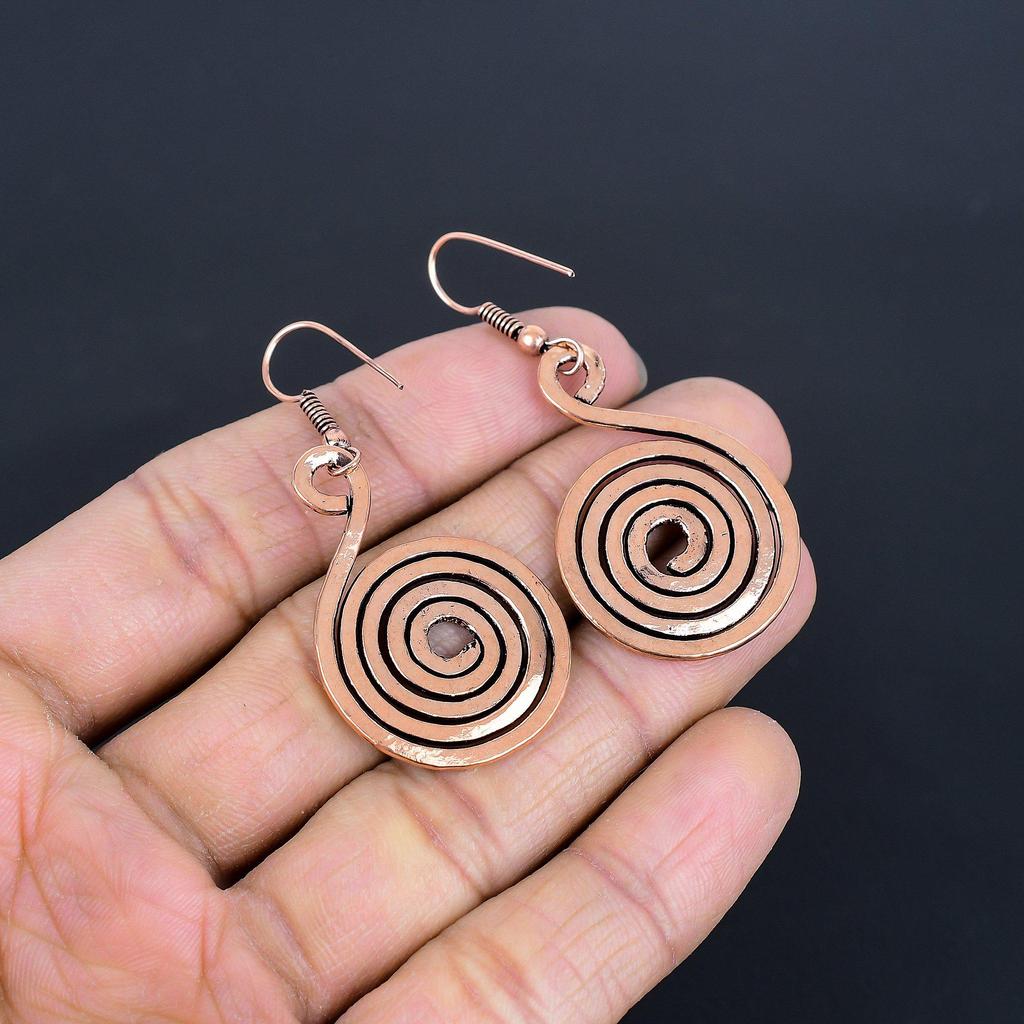 Boucles d'oreilles en cuivre de créateur, Bijoux boucles d'oreilles en pierres précieuses faites à la main, Cadeaux pour femme Boucles d'oreilles neuves