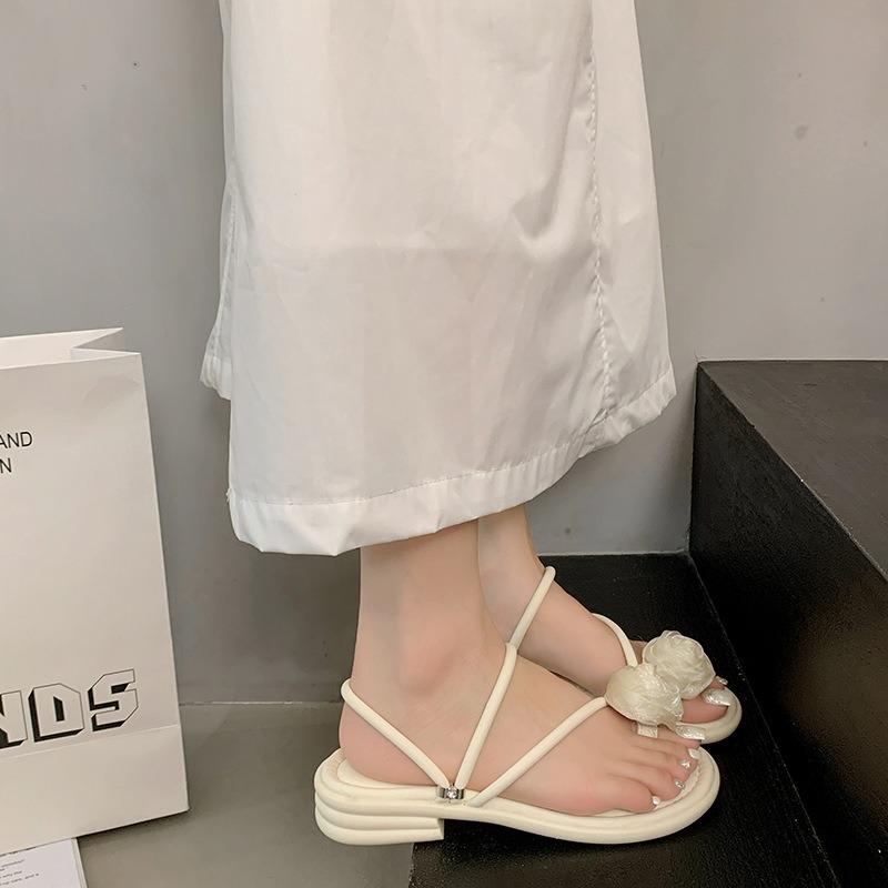 Flat bottom cover toe cool slippers women's summer wear fashionable new flower toe two wear slippers