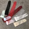 Long Fashion Women Sheer Tulle Full Finger Lace Mitten Women Gloves Thin Gloves Five Fingers Mitts