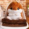Poupée hamster super mignonne et dodue trois-en-un oreiller de sieste climatisé couverture chauffante jouet en peluche