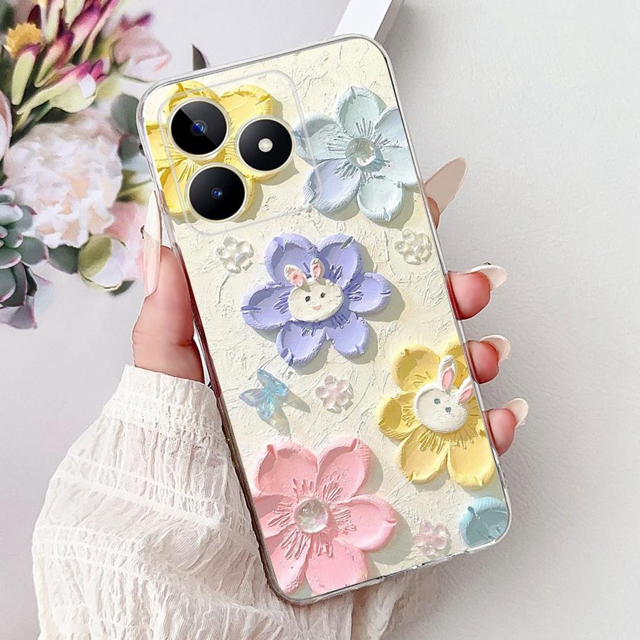 Für Realme Note 50 Hülle RMX3834 Niedliche Katze Bemalte Abdeckung Klare Silikon Weiche TPU Handyhülle Für Realme Note 50 Note50 Fundas Coque