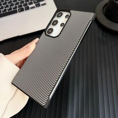Carbonfaser-Leder-Handyhülle für Samsung Galaxy S25 S24 Ultra S25 Plus S24 + Randlos Anti-Fall-Maßnahmen Schutzhülle