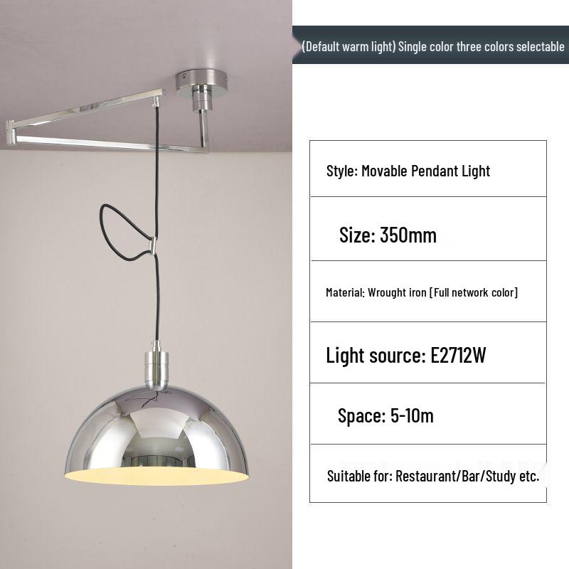 Nordic Creative Rocker Arm Pendant Light - Rotatable Walnut for Study, Kitchen, Bar.