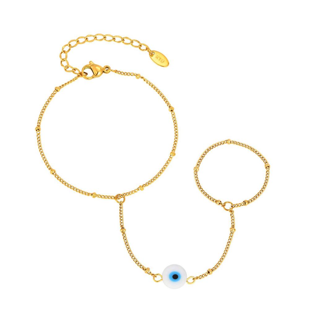 Fashion Accessories Wind Niche Stainless Steel Bead Chain Devil'S Eye Finger Tassel Br-2614