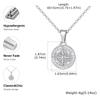 Vegvísir Zircon Octagram Round Pendant for Women Men Stainless Steel Chain Necklaces Couple'S Protective Charm Jewelry