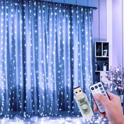 Světelný řetěz - 3M x 3M - 300 LED - 8 režimů osvětlení - Bílý