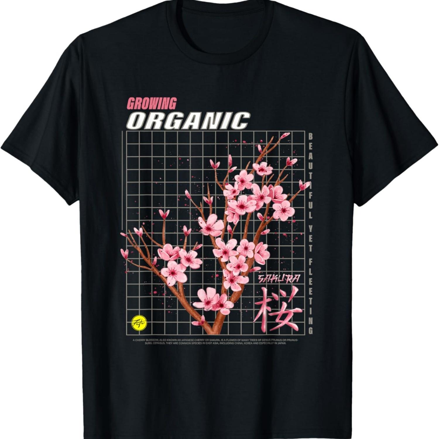 Japanese vintage cherry blossom in retro aesthetic vaporwave T-Shirt S чёрный