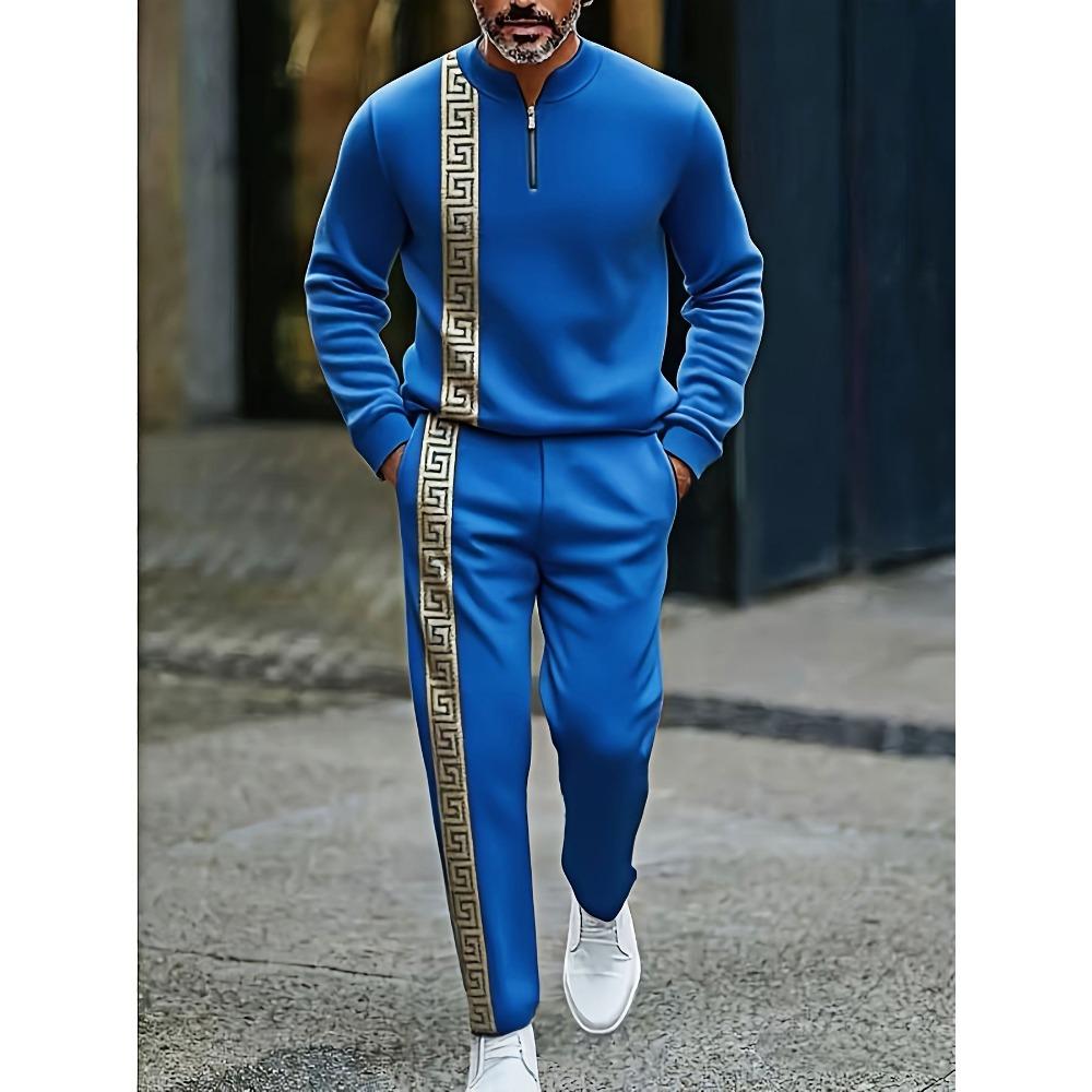 Spring Autumn Fashion Streetwear Men's Long-Sleeved Half-Zipper Stand-Up Collar Men's Casual Sportswear Two-Piece set