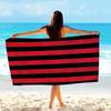 Bold Faded Red and Black Striped Beach Towel Microfiber Soft Quick Drying Bath Towel for Swimming Modern Textile Design