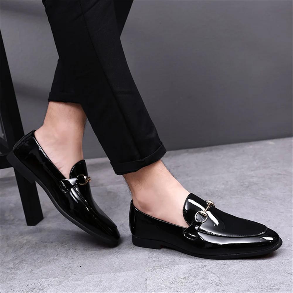 Loafers for Men Comfortable Durable Breathable Business Shoes Stylish Men's Leather Oxfords Solid Color Slip-On