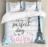 Eiffel Tower Comfortable Duvet Quilt Cover Pillowcase Bedding Set Children Bedroom Decoration Home Textile