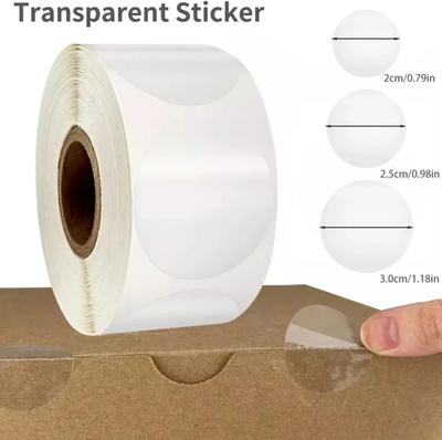 2,5 cm 500 PVC-Aufkleber Farbig Kreisförmige Umschlagetiketten, Versiegelte Einzelhandelsverpackung Transparente Verschlussaufkleber