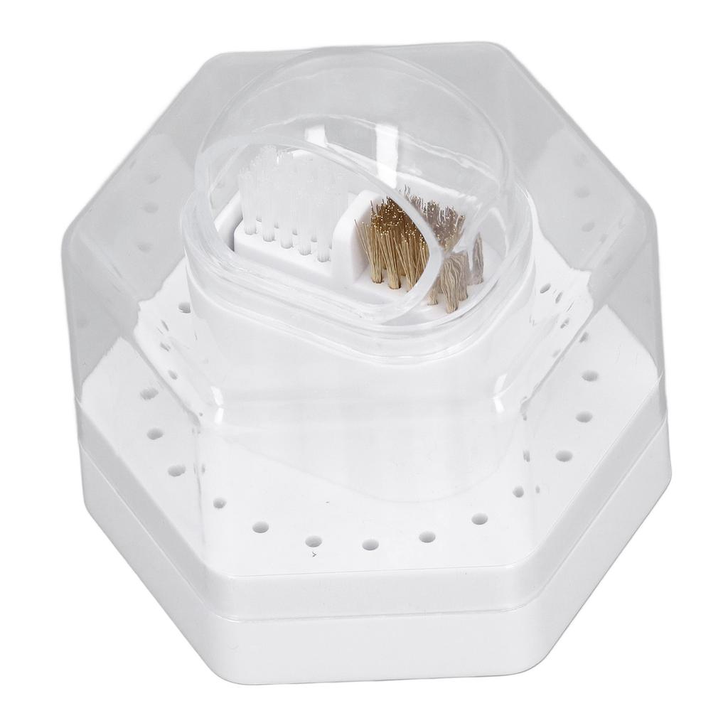 24 Holes 2 in 1 Drill Bits Stand Display Storage Box Nail Drill Bits Cleaning Brush Case Multifunctional Nail Drill Bits Case for Manicure
