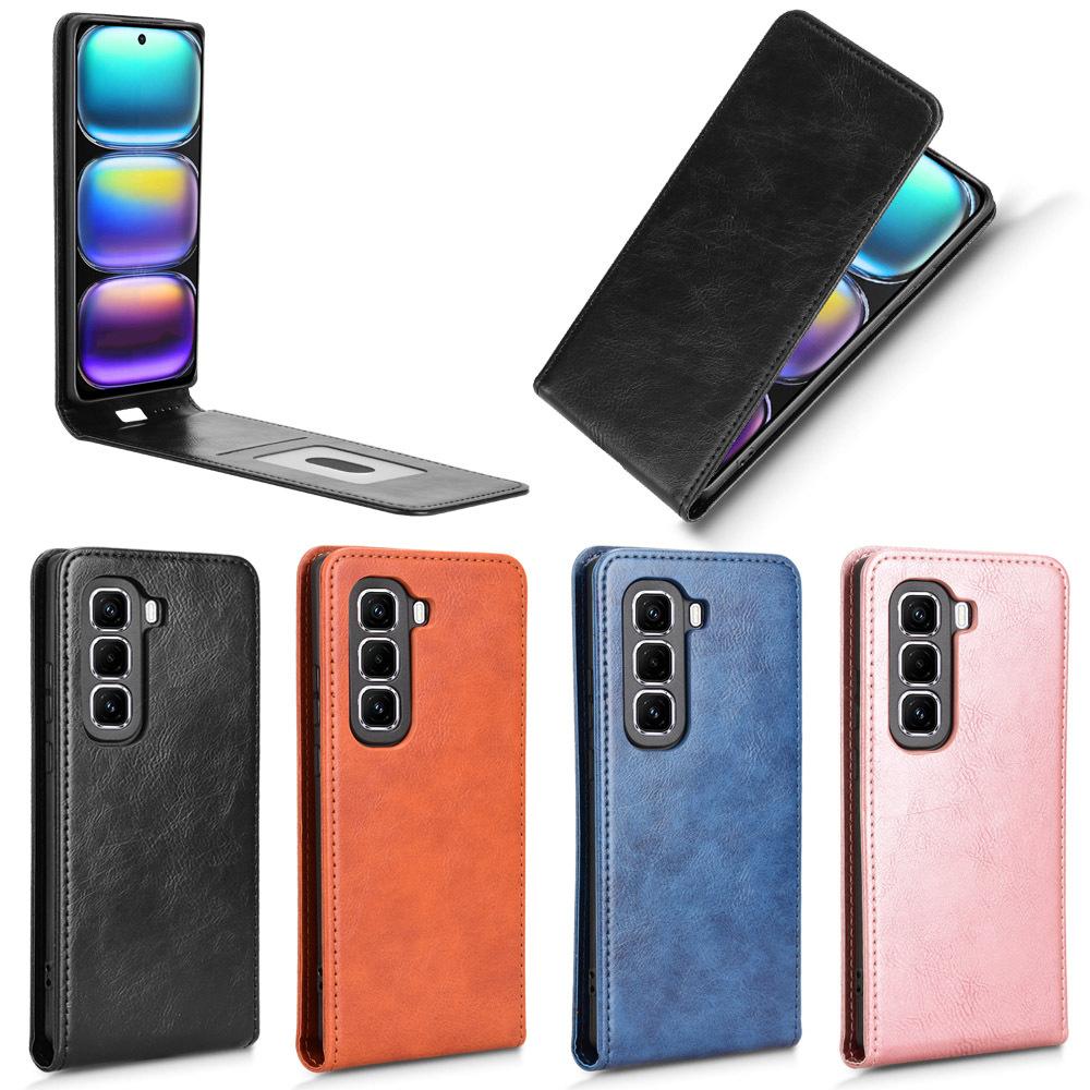 Leather Flip Cases For Infinix Hot 50 Pro+ Plus Up And Down Flip Cover PU Leather Durable Protective Cover