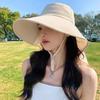 UPF50+ Womens Sun Hat Summer Ponytail Opening Wide Brim Foldable Travel Beach Fishermans Hat for Outdoor Activities