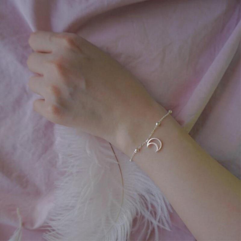 New Arrival Fashion Korean Style 925 Sterling Silver Jewelry Hollow Moon Beaded Ball Simple Female Gift Bracelets SL017