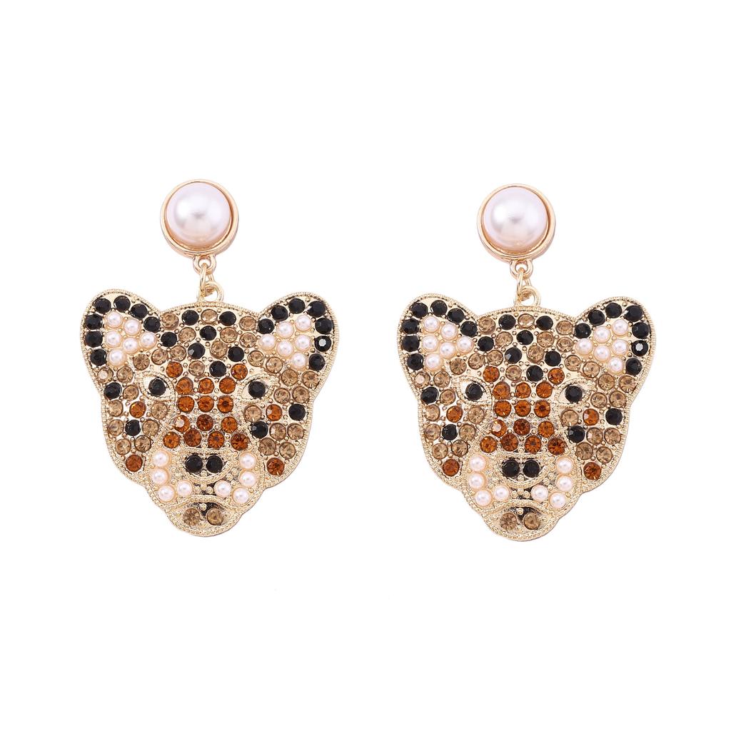 Simple and personalized full diamonds, Europe and the United States cartoon cute kitten earrings, women's dinner earrings