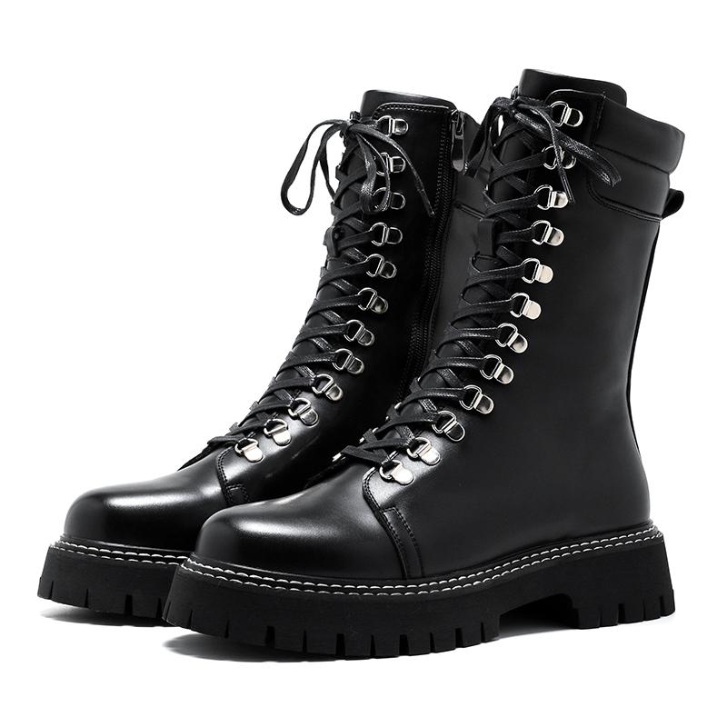 

Модные мужские ботинки в британском стиле, дизайнерский повседневный стиль, для вечеринки или офисной работы, уличная трендовая молодежная обувь, высокие кожаные ботинки 44 чёрный