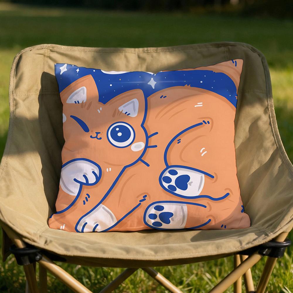 Chubby Cute Orange Cat Cushion Cover Soft Reversible Durable Pillow Cover MultiScene Use for Home Car Daily Comfort