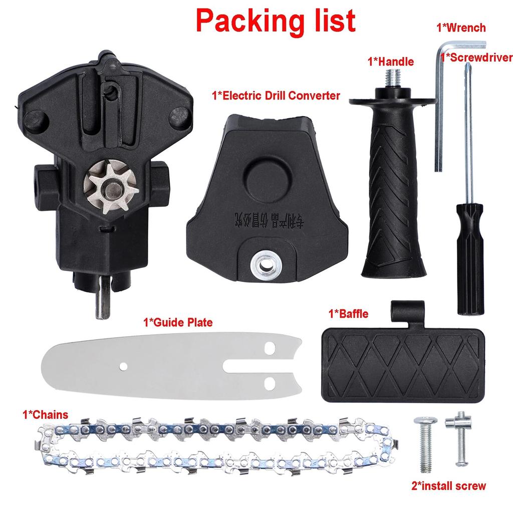 4/6 palcová elektrická vrtačka upravená na adaptér pro elektrickou řetězovou pilu Přenosné sady hlav pro přestavbu Dřevoobráběcí prořezávání