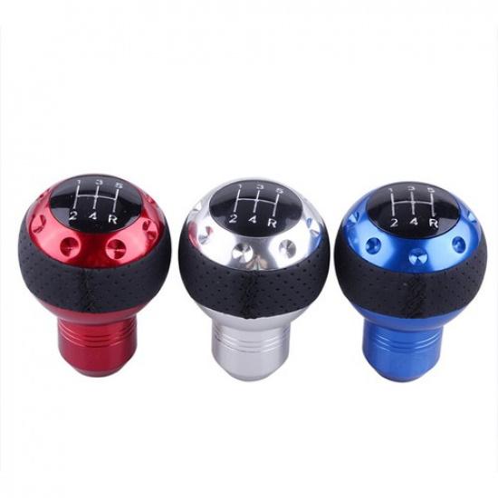 5 Speed Leather Round Ball Shape Universal Car Gear Shift Knob Shifter Lever