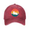 Retro Woodland Fox Sunset Emblem  New Vintage Washed Cotton Baseball Cap Sun Hats