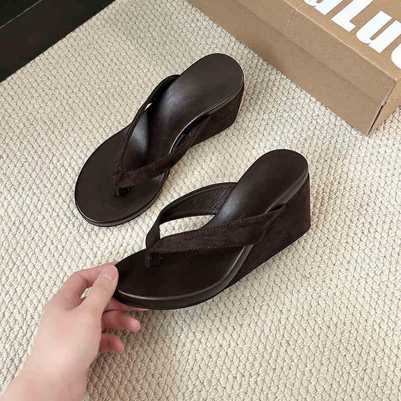 Summer Women Clip Toe Wedges Heel Slippers Comfort Outdoor Street Style Shoes Ladies Comfort Leopard Slides Flip Flop