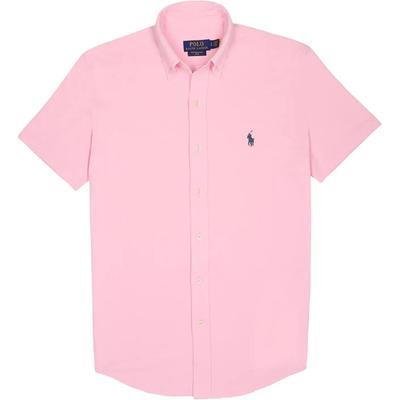 Polo SS24 Koszula z krótkim rękawem z haftowanym logo Pony Męskie koszule Różowa 710802629-001
