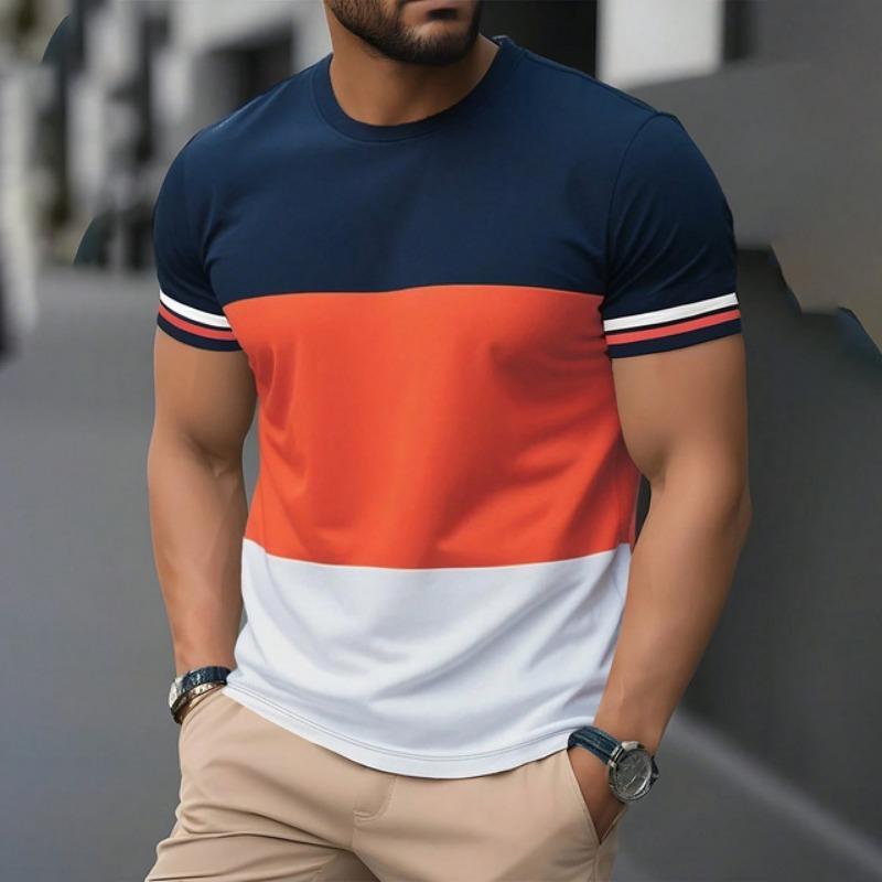Simple Fashion Stripe T Shirts For Men Summer Casual Short Sleeve 3D Printed T-shirt Loose Crew Neck Breathable Pullovers Tops