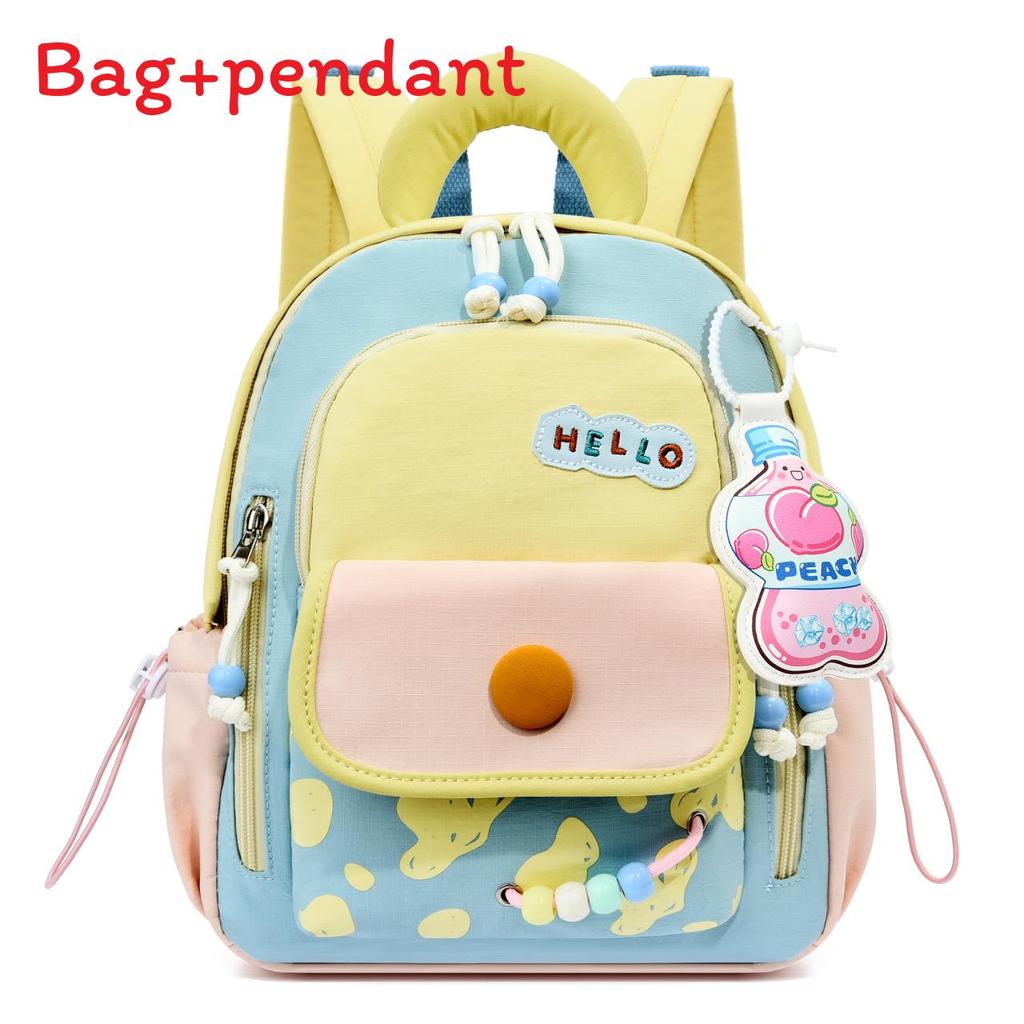 Nylon Cute Dopamine Small Backpack For Girls With Colorblock Design For Casual Travel