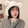 Female Hat Sweet Skiing  Warm Keeping  Cycling Windproof Lace Up Cute Lamb Hair