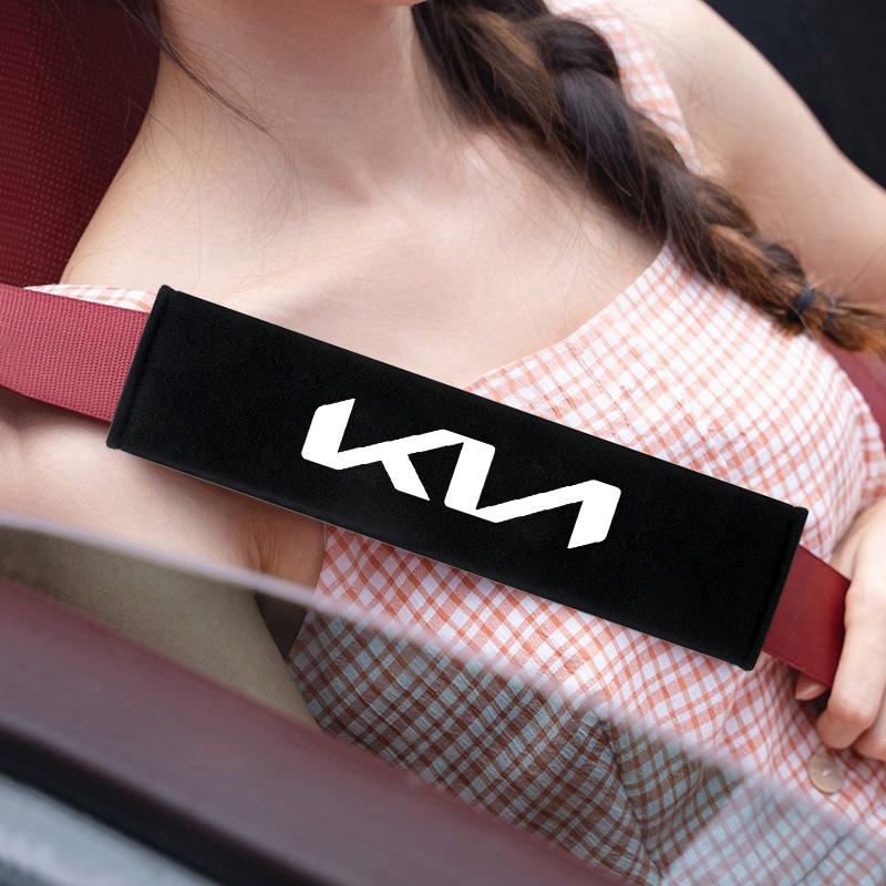NCUD9 2pcs Cotton Car Seat Belt Cover Protective Shoulders Car Decoration Strap Pad For KIA Ceed Sorento K3 Rio Sportage Soul Picanto