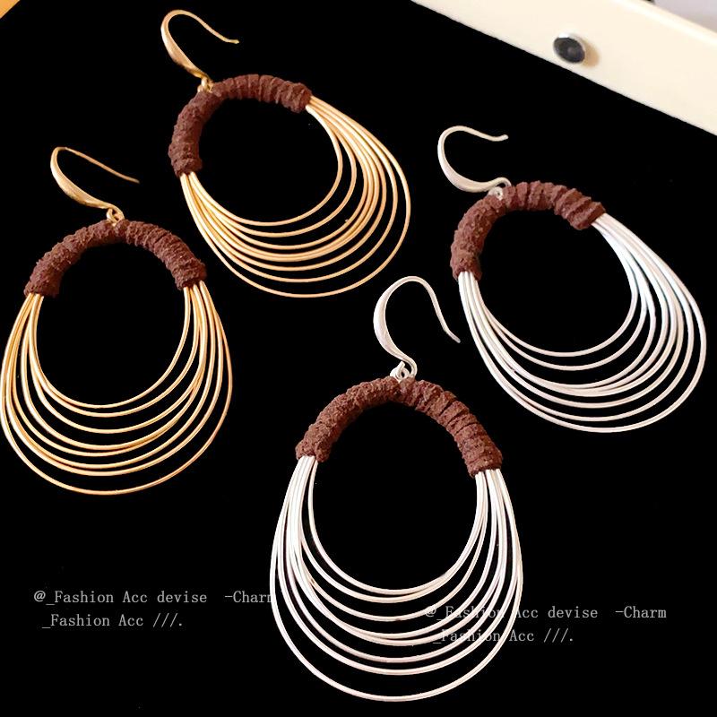Unique Multi-Layer Circle Ear Hook Earrings: Bold European & American Style for Women