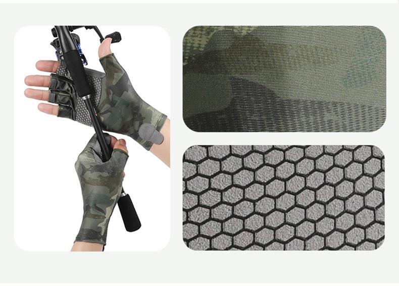 Herren Rutschfeste Elastische Halbfinger-Fischerhandschuhe - Sonnenschutz & Atmungsaktive Eis-Seide