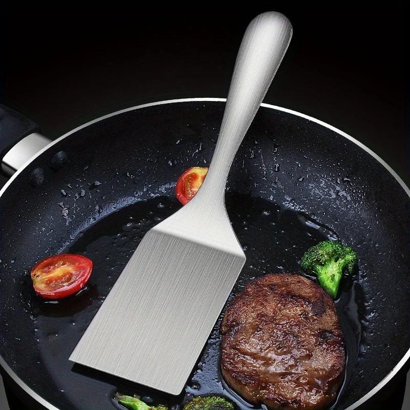 Stainless Steel Square Head Steak Cooking Spatula Pizza Shovel Pancake Beef Scraper For Kitchen Bbq Non-Stick Utensils Supplies